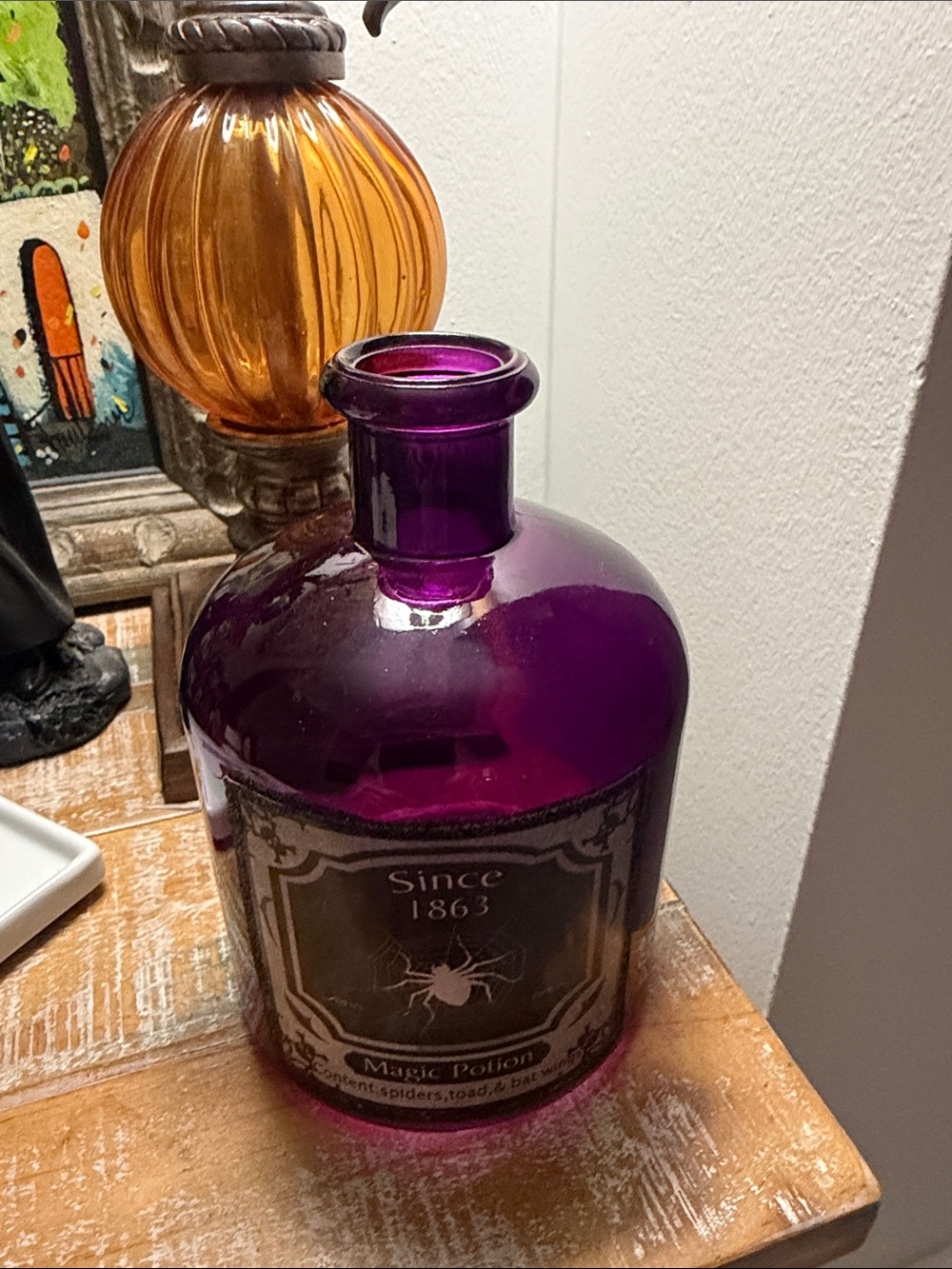 Halloween Purple Glass Apothecary Bottle Magic Potion Decorative Jar/Vase/Decor